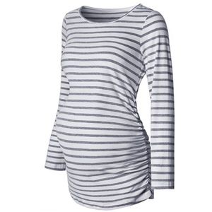 Gray striped maternity top